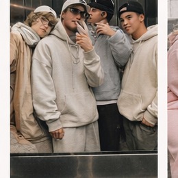 Gen Z streetwear group wearing oversized hoodies