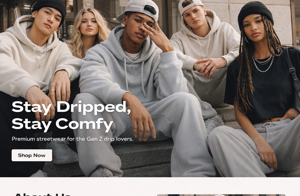 Gen Z models wearing comfy oversized hoodies and matching sweats